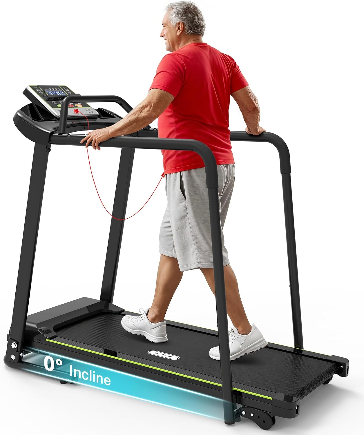 Redliro Walking Treadmill for Seniors with Long Handrails for Home