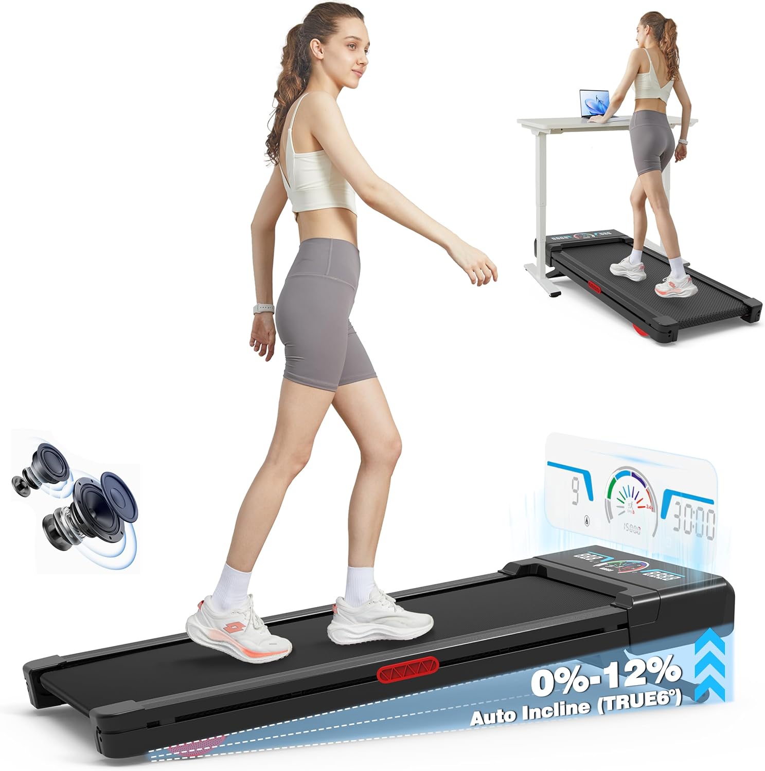 Walking Pad with 12% Auto Incline (B0D6BFMNN5)