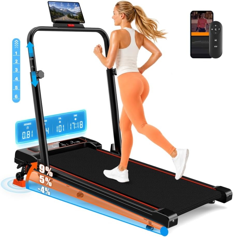 Walking Pad Treadmill with Incline 9% &amp; Decline -4% 5 Level and Handle Bar