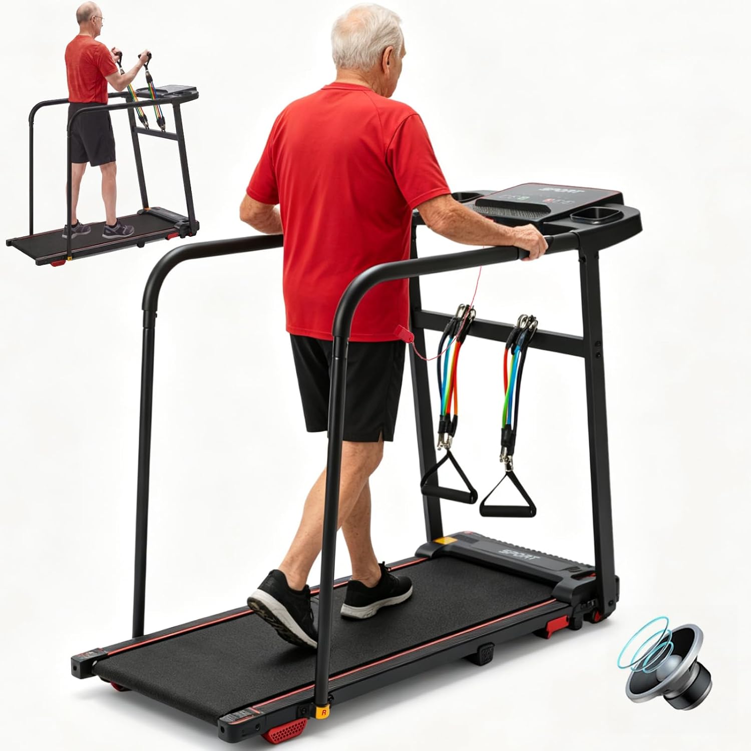 Treadmill for Seniors with Long Handrails - Walking Treadmill