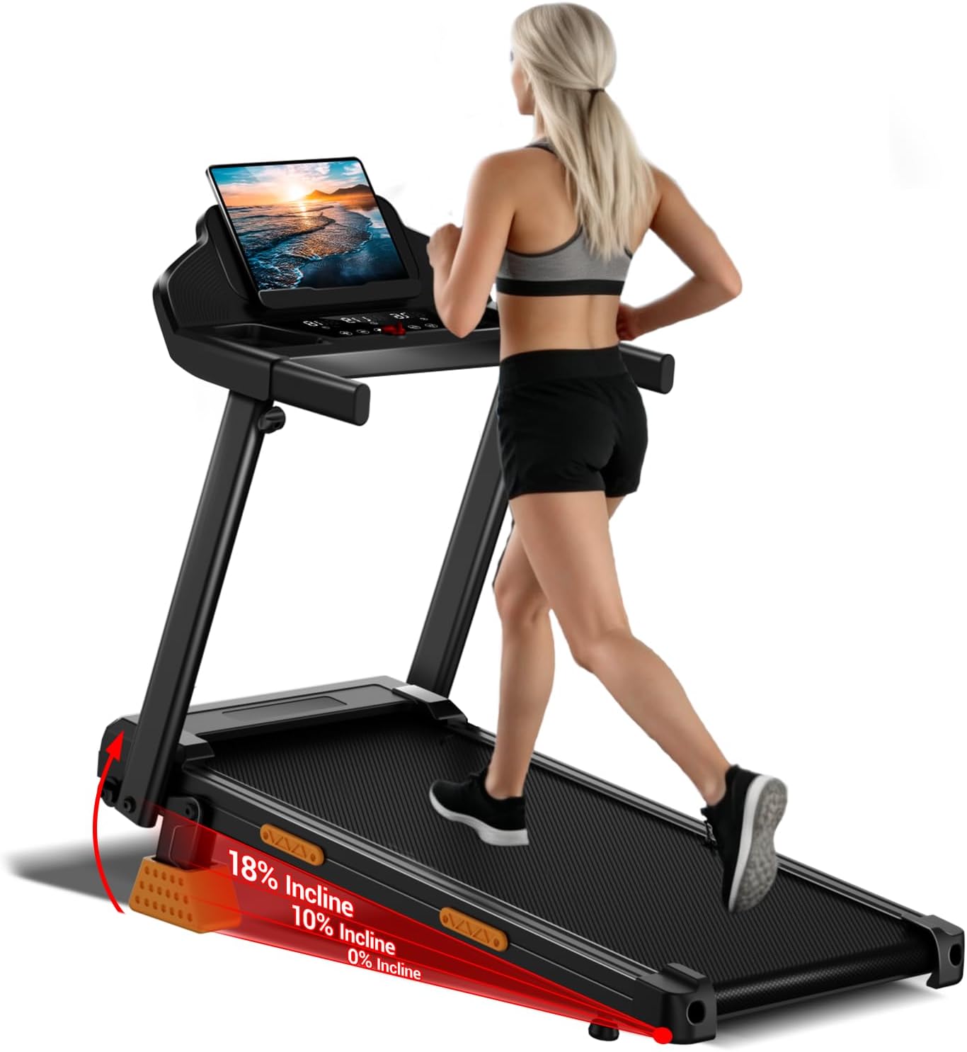 LONTEK 18% Incline Treadmills for Home with Handle Bar
