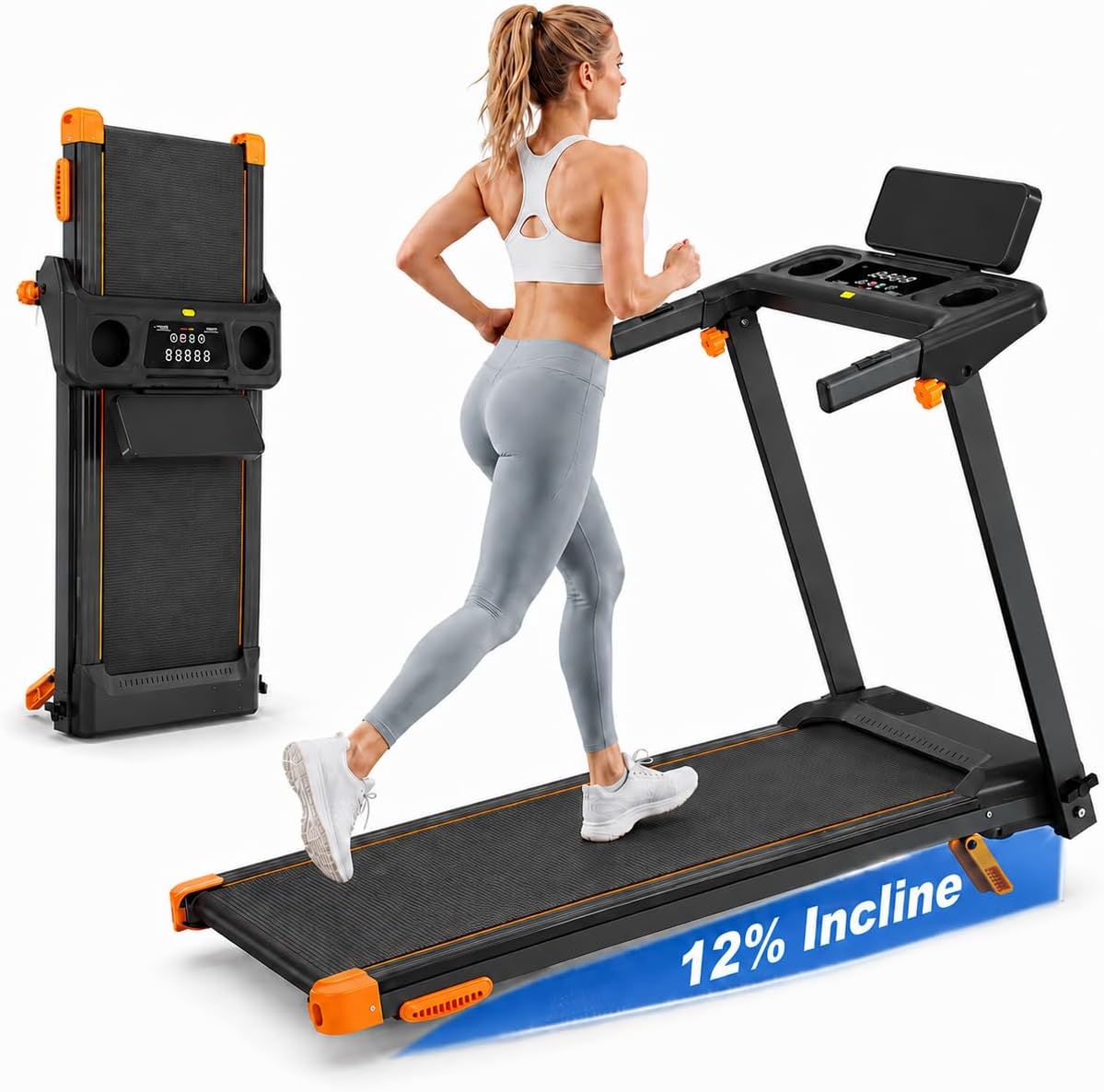 Treadmill for Home, 3-in-1 Walking Pad Treadmill with 12% Incline