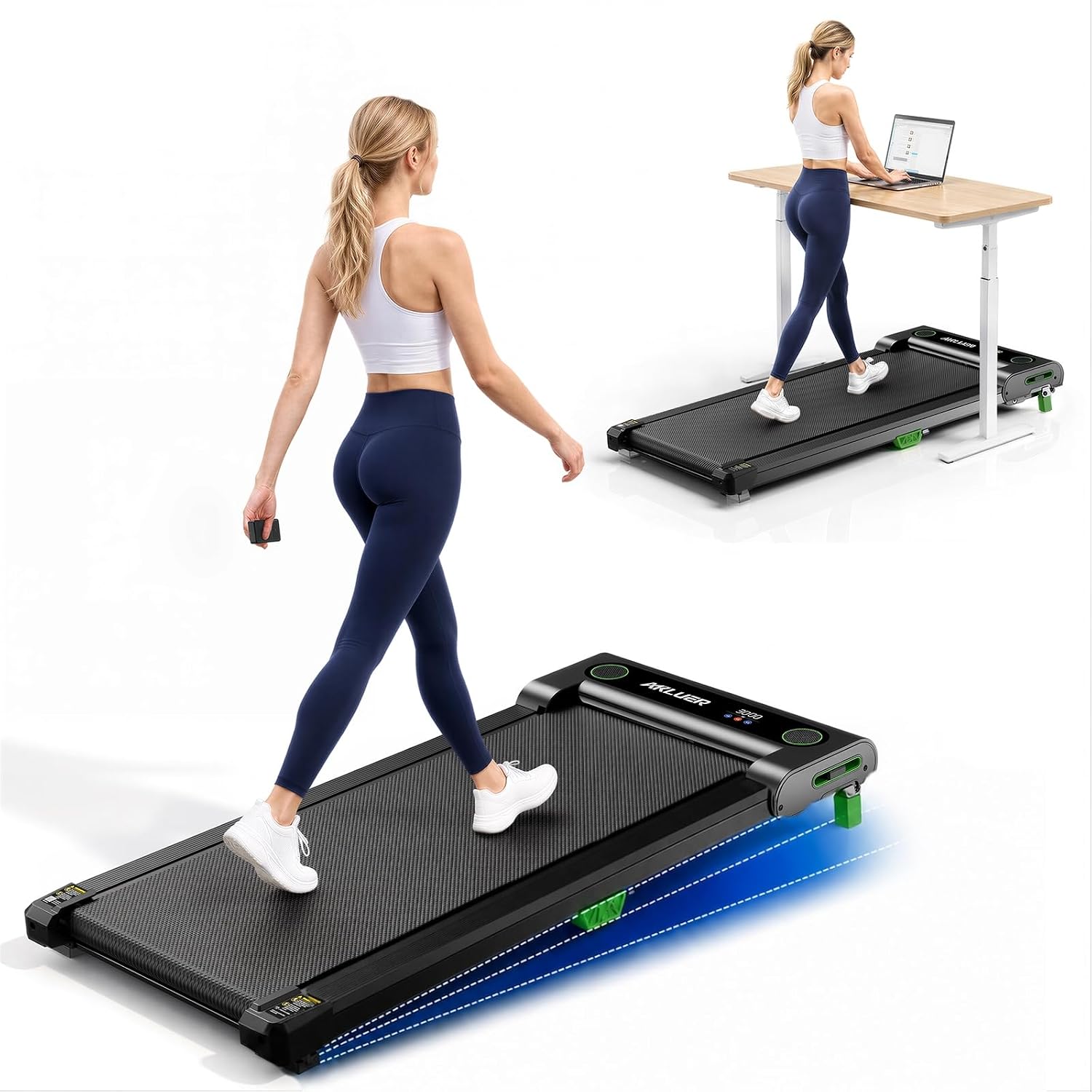 AKLUER Walking Pad Treadmill - 2.5HP Under Desk Treadmill with Incline