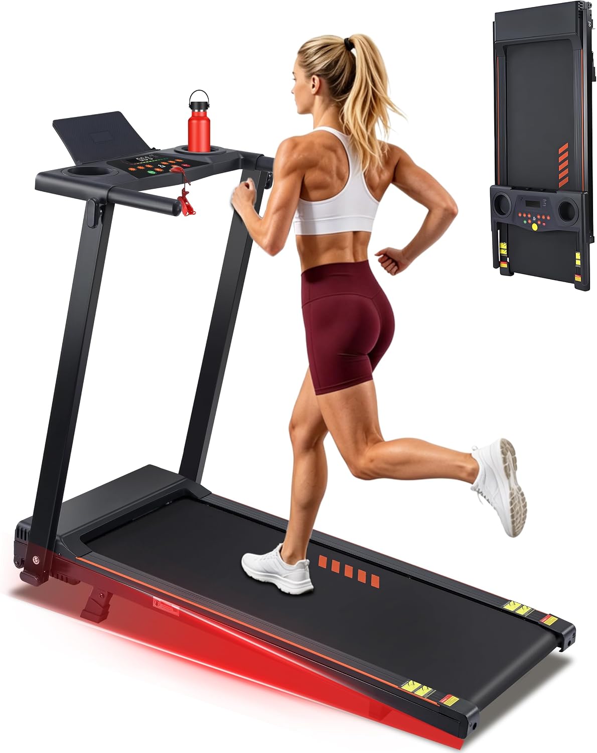 Incline Treadmill with Handles, 24 Programs, Cup Holder